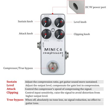 MOSKYAudio MINI C4 Compressor Guitar Effect Pedal
