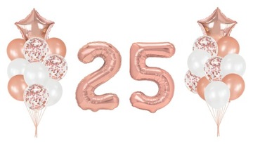 Zestaw balonów na Urodziny Rose Gold cyfry 100cm