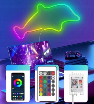 TAŚMA LED NEON 30M RGB (2x15)APLIKACJA WIFI TUYA PILOT IP67 24V WODOODPORNA