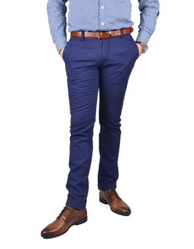 Spodnie męskie chino granatowe SLIM W30 L34