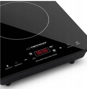 ИНДУКЦИОННАЯ ПЛИТА, СТЕКЛЯННАЯ ПЛИТА С ОДНОЙ ГОРЕЛКОЙ, 2000 Вт, ЖК-ТАЙМЕР