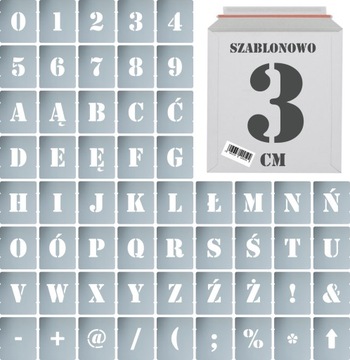 Szablony malarskie Litery Cyfry 3 cm komp. 56szt.