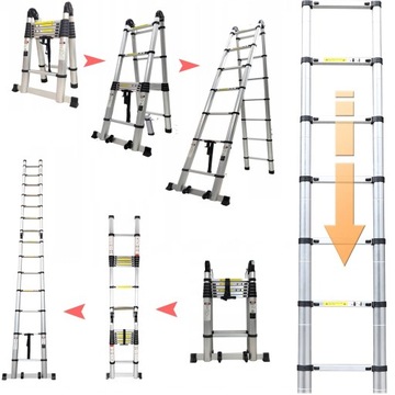 Алюминиевая телескопическая лестница 2W1150kg 3,8м/5,8м