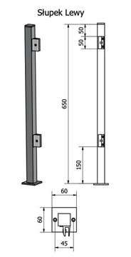 ЛЕВАЯ СТОЙКА ДЛЯ АНТИВИРУСНОЙ КРЫШКИ PLEXI НА СТОЛЕ