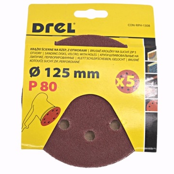 БУМАЖНЫЕ ШЛИФОВАЛЬНЫЕ ДИСКИ С ОТВЕРСТИЯМИ НА ЗАВИСКЕ 125 мм 80