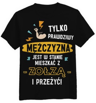 Koszulka Męska Tylko Prawdziwy Mężczyzna Czarna L Prezent na Walentynki