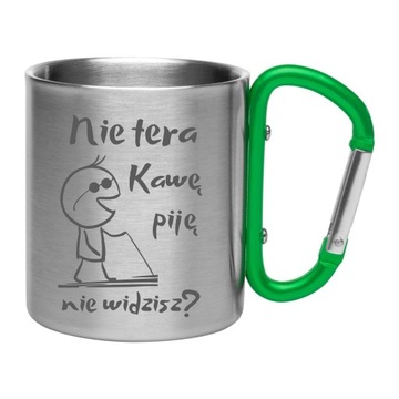 Kubek stalowy 210 ml z karabińczykiem swój grawer