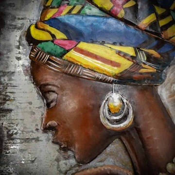 Рустикальная 3D картина по металлу LOFT LADY AFRICA