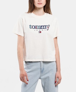 Tommy Hilfiger Jeans T-shirt damski ECRU TOP TARTAN 1 TEE r. L