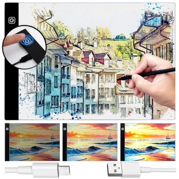 ДОСКА ДЛЯ ЧЕРТЕЖА С ПОДСВЕТКОЙ для светодиодного рисунка формата А4. РЕЖИМ ЯРКОСТИ.