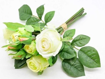 RÓŻE białe BUKIET GĘSTY jak żywe 27 cm wiązanka