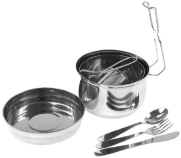 ТУРИСТИЧЕСКАЯ ПОСУДА, СТАЛЬНАЯ БАНКА, НАБОР 7 ПРЕДМЕТОВ.