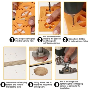 Комплект для установки петли с маркером шаблона, сверло, резак, мебельная петля