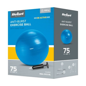 Мяч для реабилитационной гимнастики 75 см с ручным насосом, синий