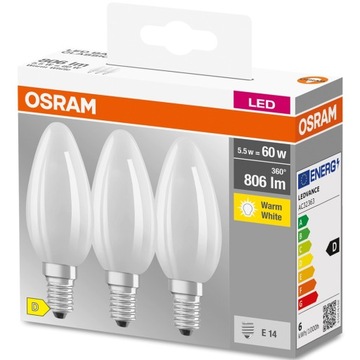 Osram LED Lamps 4058075592551 żarówki led multipack 3x5.5 W 2700 K e14