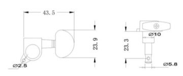 Масляные колки для гитары 3+3 Jeremi DSQ-GT01 черные