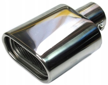 Овальный наконечник глушителя, плоская крышка из нержавеющей стали.