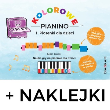 Kolorowe Pianino dla dzieci naklejki klawisze nuty