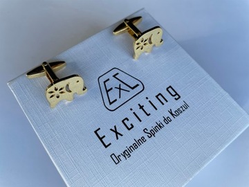 Srebrne męskie spinki do mankietów EXC Ważka i wrzosowe cyrkonie