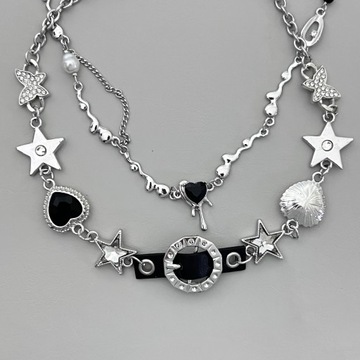 Naszyjnik Black Diamond Punk niszowy design przemysłu ciężkiego