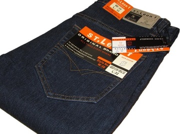 SPODNIE męskie fajne jeansy granatowe długie W39 L34 pas 102-104 cm