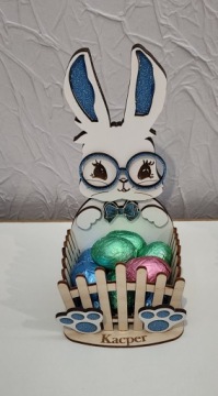 Пасхальный кролик зайка для сладостей розовый синий блестящий имя ребенка