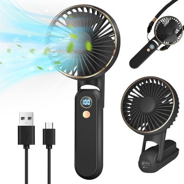MINI WENTYLATOR RĘCZNY ELEKTRYCZNY SKŁADANY O 180° PRZENOŚNY USB 2000 MAH