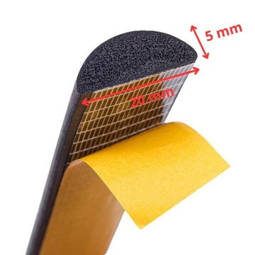 РЕЗИНОВАЯ ЛЕНТА D EPDM 5X20MM САМОКЛЕЯЩАЯСЯ МИКРОРЕЗИНА АКУСТИЧЕСКАЯ ПЕНА ОТКАТНАЯ