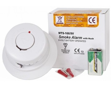 MTS166 Bezprzewodowa optyczna czujka DYMU z baterią 9V - MTS 166 - ELMES