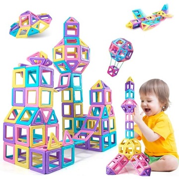 MAGNETYCZNE KLOCKI KONSTRUKCYJNE ZABAWKI EDUKACYJNE ZESTAW DO UKŁADANIA