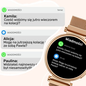 Zegarek Smartwatch damski 3 Paski Rozmowy PL Menu Ciśnienie Sms Dla Kobiety