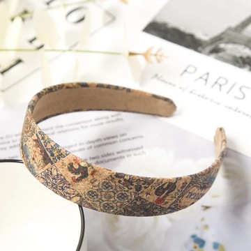 FORWOT Retro Plaid Print Hairband Elastic Wide Headband National Style