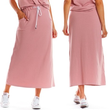 DŁUGA PROSTA DRESOWA SPÓDNICZKA MAXI SPÓDNICA