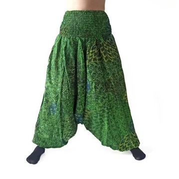 Szarawary spodnie cienkie alladynki joga zielone