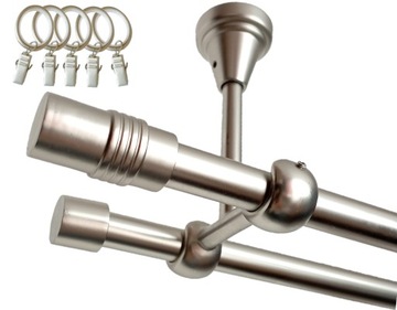 KARNISZ PODWÓJNY SUFITOWY METAL Fi16/300cm+ ŻABKI