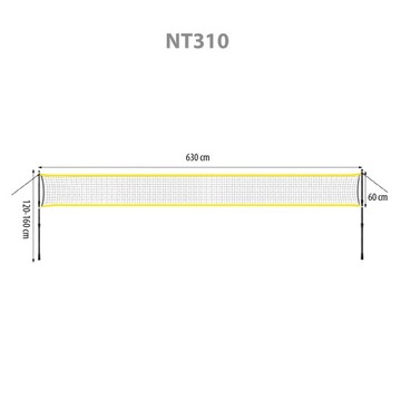 ТЕЛЕСКОПИЧЕСКИЕ СТОЙКИ ДЛЯ БАДМИНТОНА 600x60см + ПОЛНОЕ ПОКРЫТИЕ NILS