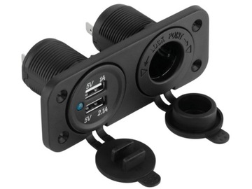 GNIAZDO ZAPALNICZKI ŁADOWARKA PANEL 2x USB 12-24V