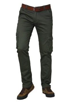 SPODNIE MĘSKIE BOJÓWKI KHAKI (oliwka) W38 L30 PAS 100-102