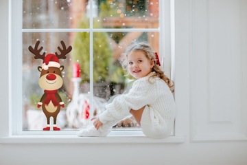 РОЖДЕСТВЕНСКИЙ ОЛЕНЬ 3 МАЛЕНЬКАЯ наклейка на окно А