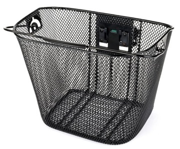 МЕТАЛЛИЧЕСКАЯ КОРЗИНА ДЛЯ ВЕЛОСИПЕДА, ЧЕРНАЯ, КРЕПЕЖНАЯ НА ЗАЩЕЛКЕ