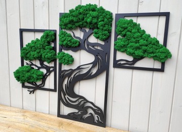 Триптих ДЕРЕВО БОНСАЙ 85см мох УКРАШЕНИЕ МХОМ МХОМ