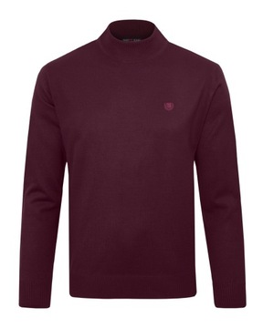 Sweter PÓŁGOLF męski elegancki gładki BORDOWY L