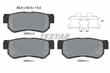 TEXTAR ЗАДНИЕ ДИСКИ + КОЛОДКИ HYUNDAI SONATA V TUCSON