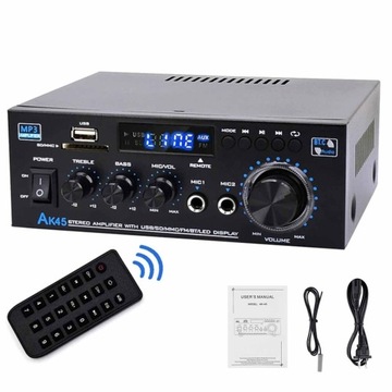 HIFI СТЕРЕОУСИЛИТЕЛЬ 40 Вт + 40 Вт BLUETOOTH 5.0 МИНИ-АУДИОПЛЕЕР AK45