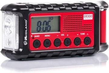 Radio Midland C1173 ER300 z Korbą, Czarny/Czerwony, 2000 mAh