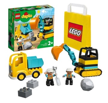 LEGO DUPLO 10931 CIĘŻARÓWKA I KOPARKA + LEGO TORBA PAPIEROWA ŚREDNIA