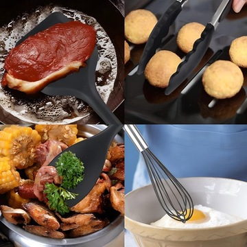 Кухонная посуда Силиконовая тефлоновая набор 10 ПК ложки черного плеча