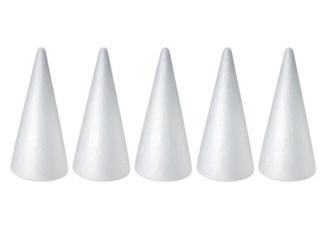 Stożki Styropianowe Do Dekoracji 15cm Zestaw 5szt. Stożek Styropian Choinka