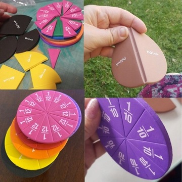 Puzzle edukacyjne Montessori matematyczne nauka ułamków koła 51 elementów