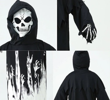 ЗОМБИ СМЕРТЬ СО СКРИПТОМ НЕОНОВОЕ ПЛАТЬЕ КОСТЮМ 110 116 СМ